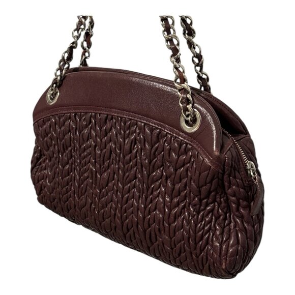 Vintage Leather Suarez Shoulder Bag Burgundy Braided Chain Strap Medium - Picture 7 of 16